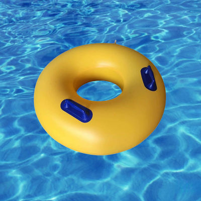 ओईएम एक्वा पार्क डबल ट्यूब पीला प्लास्टिक inflatable बच्चों के लिए हैंडल के साथ तैरने फ्लोटिंग रिंग