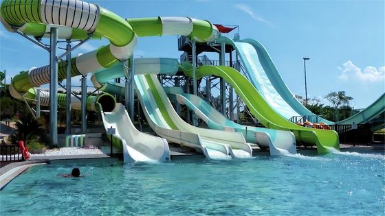 ओईएम फाइबरग्लास स्विमिंग पूल स्लाइड आउटडोर पानी मनोरंजन पार्क खेल सेट सवारी