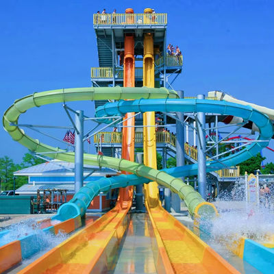अच्छी कीमत Customized Colorful Fiberglass Water Park Slide Ending with Pool for Resort Hotels ऑनलाइन