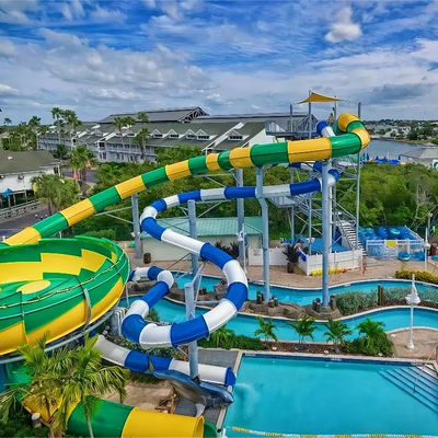 अच्छी कीमत Customized Colorful Fiberglass Water Park Slide for Resort Hotels Ending with Pool ऑनलाइन