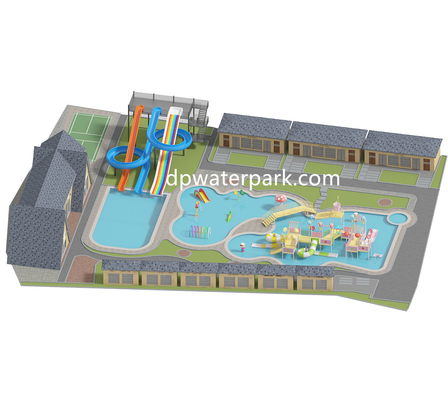 अच्छी कीमत Hotel Aqua Park Design Fiberglass Water Play Equipment  Customized Resort Water Park Slides With Kids Play House ऑनलाइन