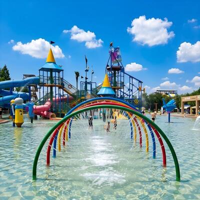 Rainbow Arc Water Feature Galvanized Steel For Commercial Water Park Splash Pad And Kid Pool 1-Year Warranty