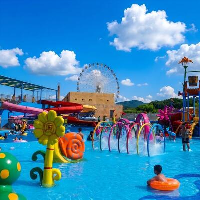 Interactive Flower Apple House Rainbow Splash Pad Equipment For Children Pool Water Park With CE Certificate