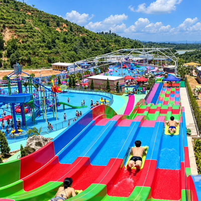 Multi Lane Rainbow Racer Fiberglass Pool Slide Custom Colors For Water Parks Outdoor